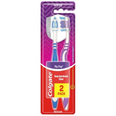Colgate Zig-Zag Plus Medium średnia szczoteczka do zębów 1+1