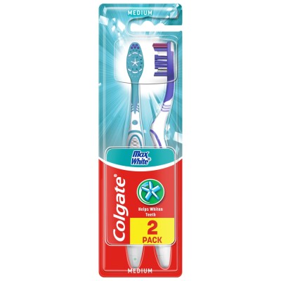 Colgate Max White Medium średnia szczoteczka do zębów 1+1 gratis 