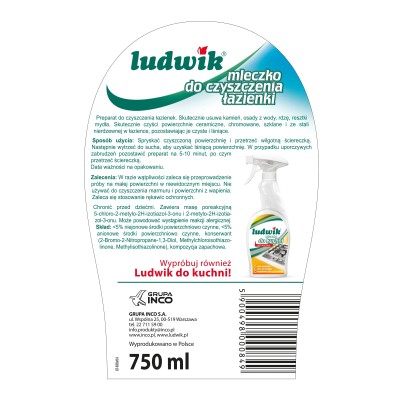 Ludwik, mleczko do czyszczenia łazienki, rozpylacz 750ml