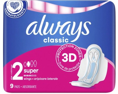 Always Classic Maxi, podpaski higieniczne ze skrzydełkami, 9 sztuk