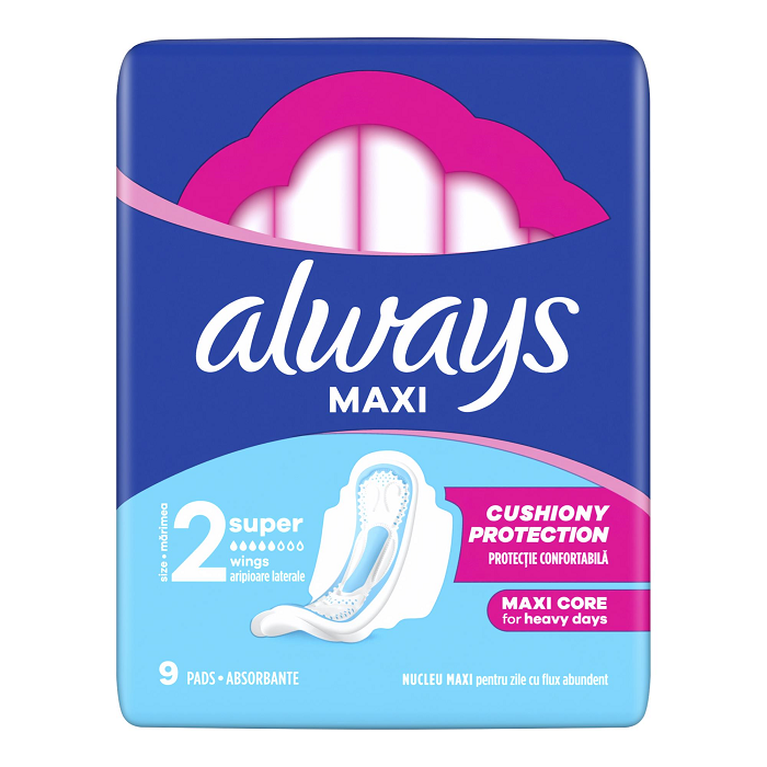 Always Classic Maxi, podpaski higieniczne ze skrzydełkami, 9 sztuk