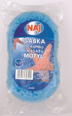 Naj Motyl, gąbka do kąpieli i masażu, 1 sztuka