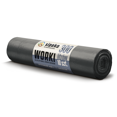 Sipeko worki na śmieci folia LDPE czarne 45mic / 120x150cm / 300 litrów /10 sztuk