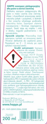 Happs, szampon pielęgnacyjny dla psów sierści ciemnej, płyn 200ml