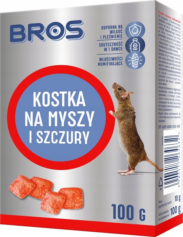 Bros kostki na myszy i szczury z zasuszonej trutki 100g