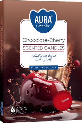 PODGRZEWACZE świeczki zapachowe Bispol p15-104 Aura CZEKOLADA - WIŚNIA 6 sztuk