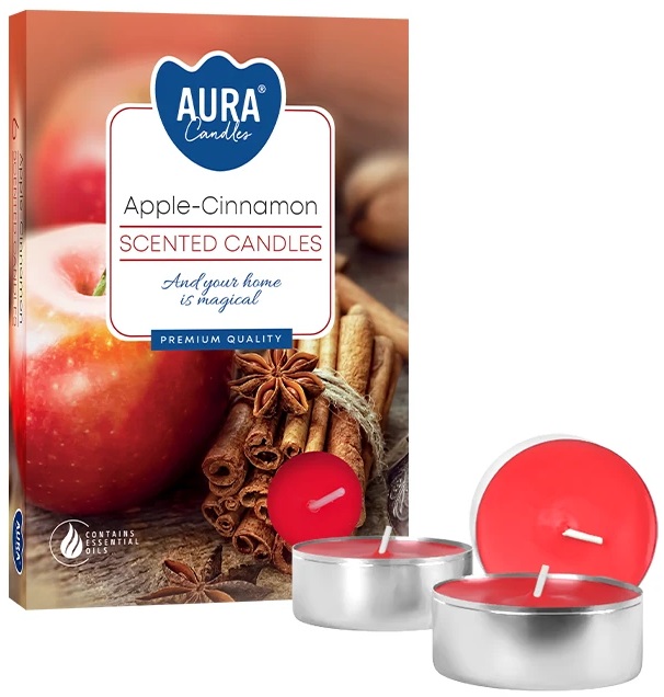 PODGRZEWACZE świeczki zapachowe Bispol p15-87 Aura JABŁKO - CYNAMON / 6 szt