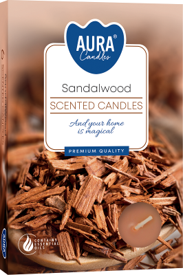 PODGRZEWACZE świeczki zapachowe Bispol p15-81 Aura DRZEWO SANDAŁOWE - 6 szt
