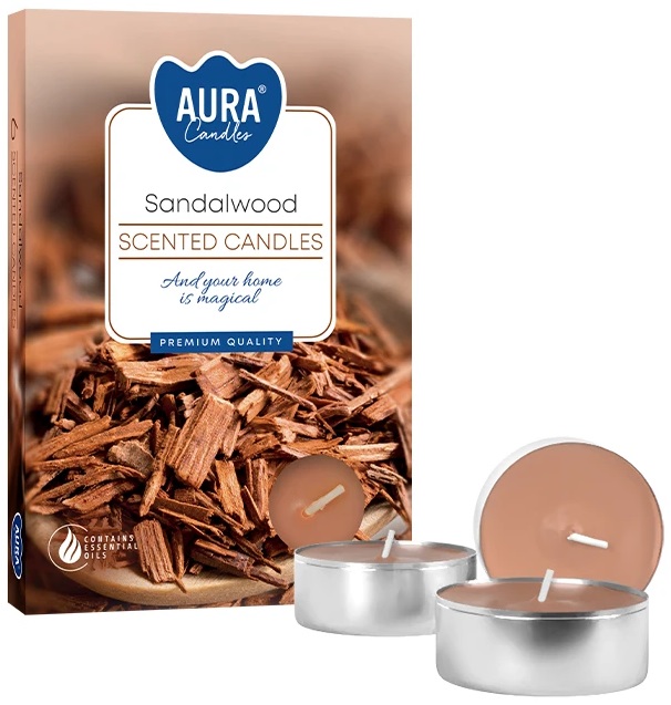 PODGRZEWACZE świeczki zapachowe Bispol p15-81 Aura DRZEWO SANDAŁOWE - 6 szt