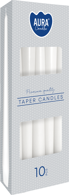 Bispol Aura s30-090 BIAŁA świeca stołowa stożek - 10 sztuk