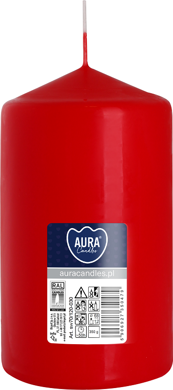 Bispol Aura sw70/120-030 Czerwona świeca walec 7x12cm - 50 godzin