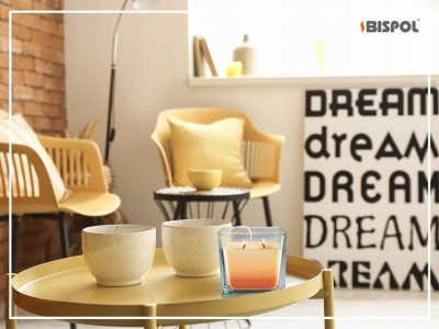 Bispol Aura snk80-63 POMARAŃCZA trójkolorowa świeca zapachowa w szkle - 32H