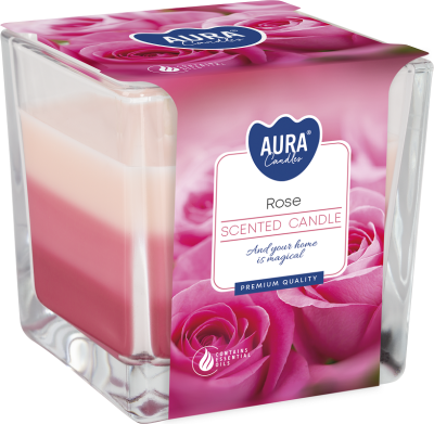 Bispol Aura snk80-78 RÓŻA trójkolorowa świeca zapachowa w szkle - 32H