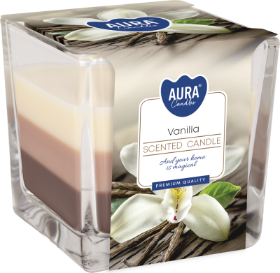 Bispol Aura snk80-67 WANILIA trójkolorowa świeca zapachowa w szkle - 32H
