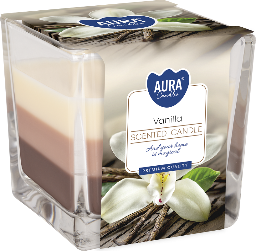 Bispol Aura snk80-67 WANILIA trójkolorowa świeca zapachowa w szkle - 32H