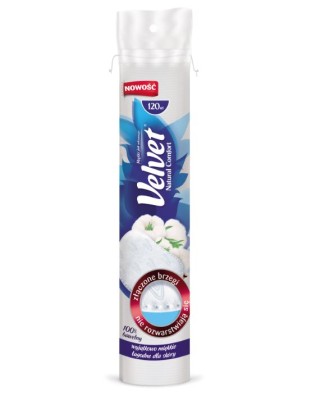 Velvet Natural Comfort, płatki kosmetyczne, 120 sztuk