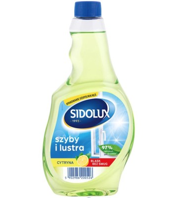 Sidolux Crystal Lemon, płyn do szyb zapas, 500ml