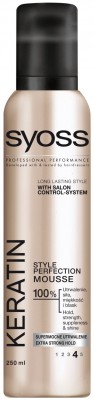 Syoss Keratin Style Perfection, Supermocna pianka do włosów, 250ml
