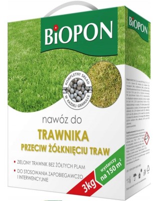 Biopon, nawóz granulowany do trawnika przeciw żółknięciu, 3kg