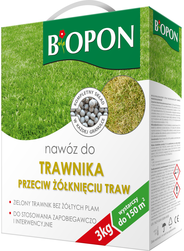 Bopon nawóz granulowany do trawnika przeciw żółknięciu BiOPON 3kg