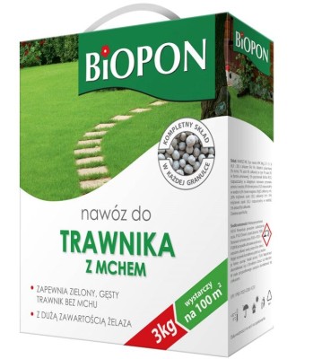 Biopon, nawóz granulowany do trawnika z mchem, 3kg