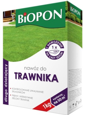 Biopon, długo działający nawóz granulowany do trawnika, 1kg