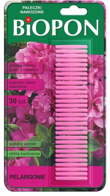 Biopon, pałeczki nawozowe do pelargonii, 30 sztuk