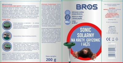Bros Sonic Solarny elektroniczne urządzenie odstraszające krety gryzonie i węże