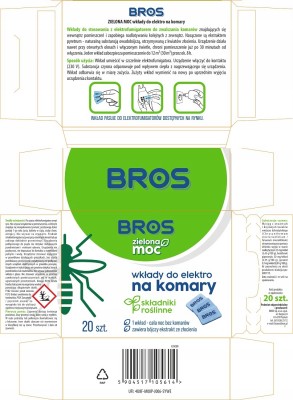 Bros Zielona Moc wkładki zapasowe do urządzenia elektrycznego przeciw komarom nasączone naturalnymi składnikami 20 sztuk
