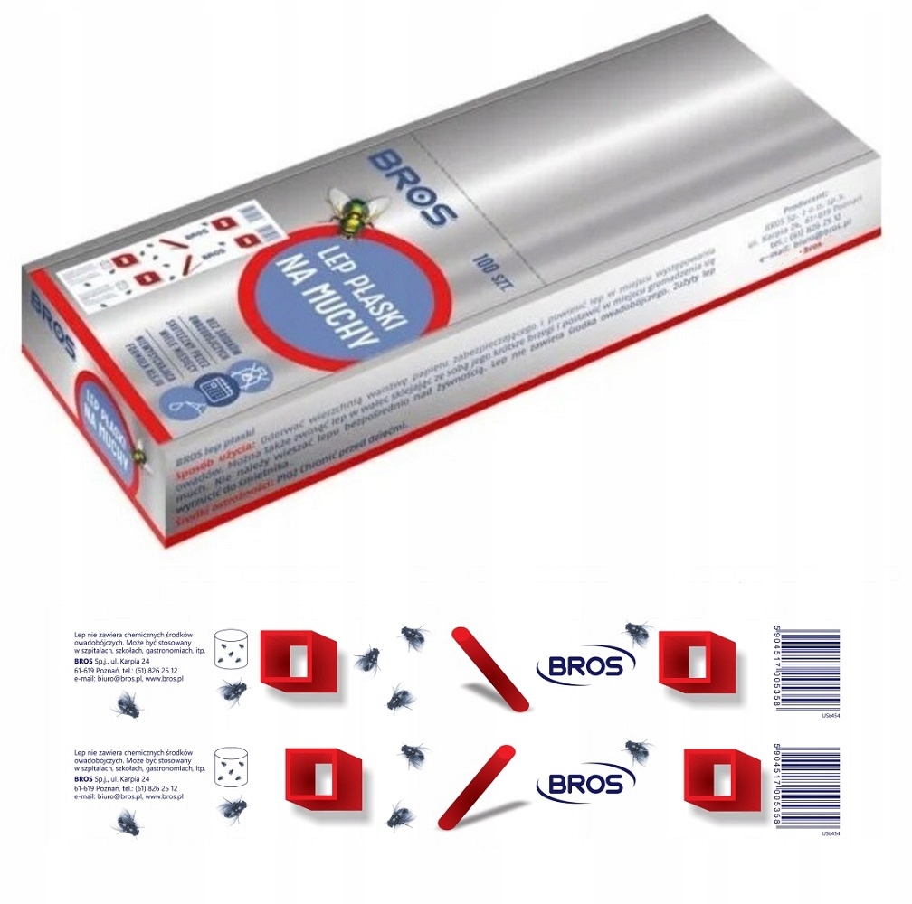 Bros lep płaski na muchy - 100 sztuk