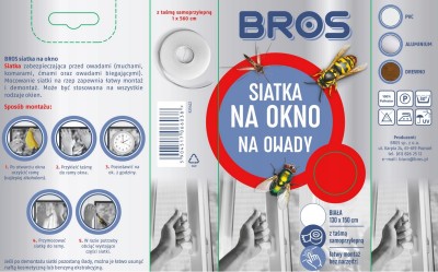 Bros Biała siatka na okno zabezpieczająca pomieszczenia przed owadami 130x150cm