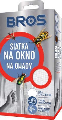 Bros Biała siatka na okno zabezpieczająca pomieszczenia przed owadami 130x150cm