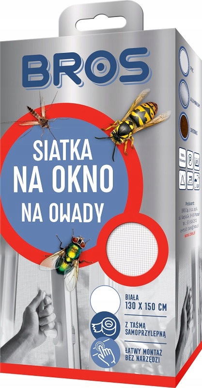 Bros Biała siatka na okno zabezpieczająca pomieszczenia przed owadami 130x150cm