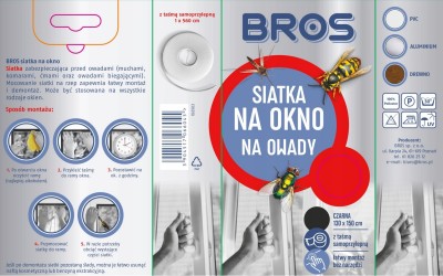 Bros Czarna siatka na okno zabezpieczająca pomieszczenia przed owadami 130x150cm