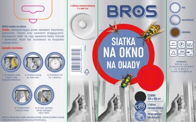 Bros Czarna siatka na okno zabezpieczająca pomieszczenia przed owadami 150x180cm