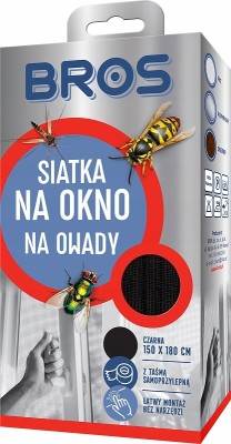 Bros Czarna siatka na okno zabezpieczająca pomieszczenia przed owadami 150x180cm