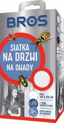 Bros Biała siatka na drzwi zabezpieczająca pomieszczenia przed owadami 140x220cm