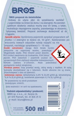 Bros 2w1 preparat na owady do śmietników spray 500ml