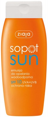 Ziaja Sopot Sun, Emulsja do opalania wodoodporna, SPF 10, 150ml