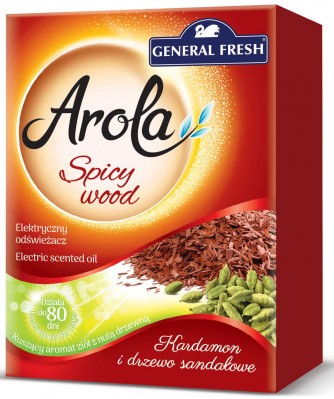 Arola, General Fresh Electric, Wood Kardamon, Drzewo Sandałowe, elektryczny odświeżacz powietrza, zapas, 25ml