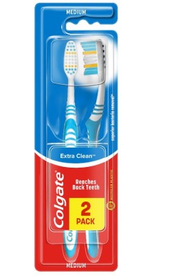 Colgate Extra Clean Medium średnia szczoteczka do zębów 1+1