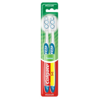 Colgate Twister Medium średnia szczoteczka do zębów 1+1 