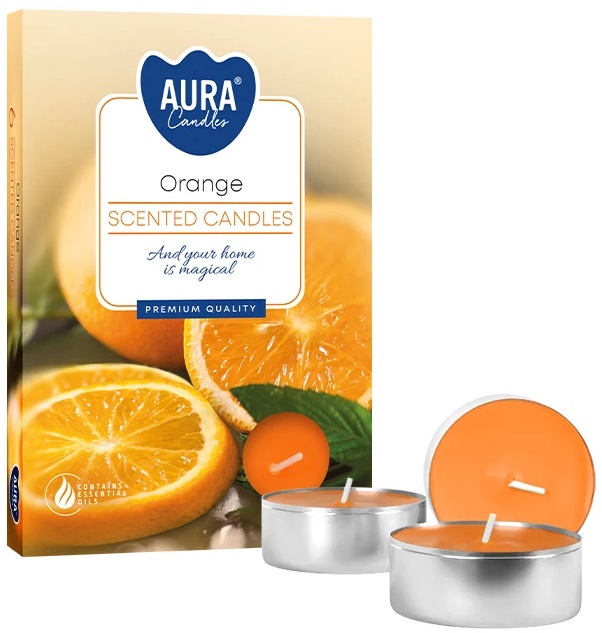 PODGRZEWACZE świeczki zapachowe Bispol p15-63 Aura - POMARAŃCZA - 6 sztuk