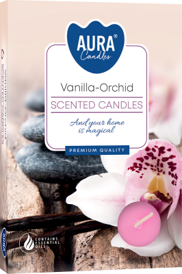 PODGRZEWACZE świeczki zapachowe Bispol p15-184 Aura WANILIA - ORCHIDEA / 6 sztuk
