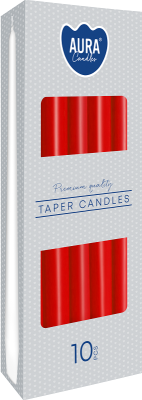 Bispol Aura s30-030 CZERWONA świeca stołowa stożek - 10 sztuk