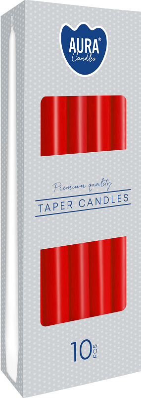 Bispol Aura s30-030 CZERWONA świeca stołowa stożek - 10 sztuk