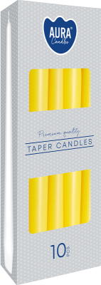 Bispol Aura s30-010 ŻÓŁTA świeca stołowa stożek - 10 sztuk