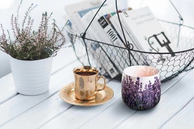 Bispol Aura sn71s-09 LAWENDA świeca zapachowa w szkle z wzorem - 20h