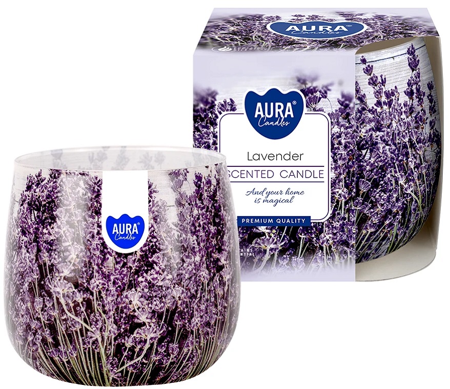 Bispol Aura sn71s-09 LAWENDA świeca zapachowa w szkle z wzorem - 20h