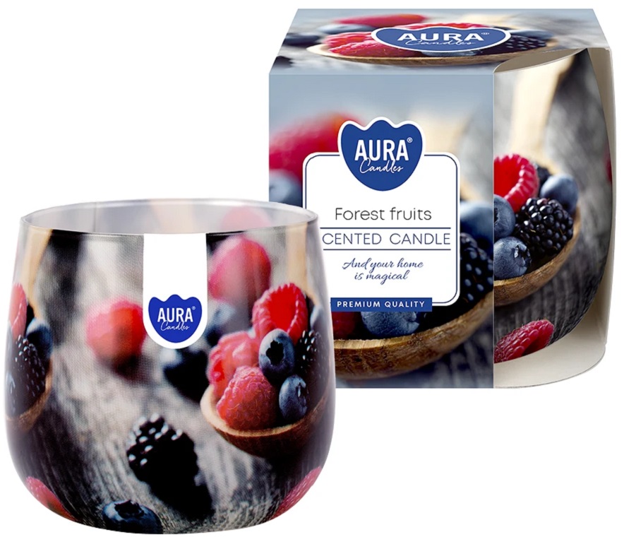Bispol Aura sn71s-08 OWOCE LEŚNE świeca zapachowa w szkle z wzorem - 20h